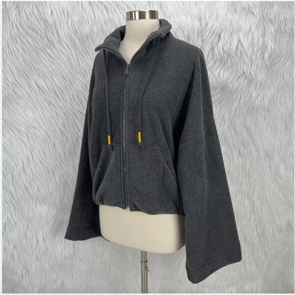 Free People Movement Climb High Gray Full Zip Fleece Jacket Flare Sleeves - Picture 10 of 16